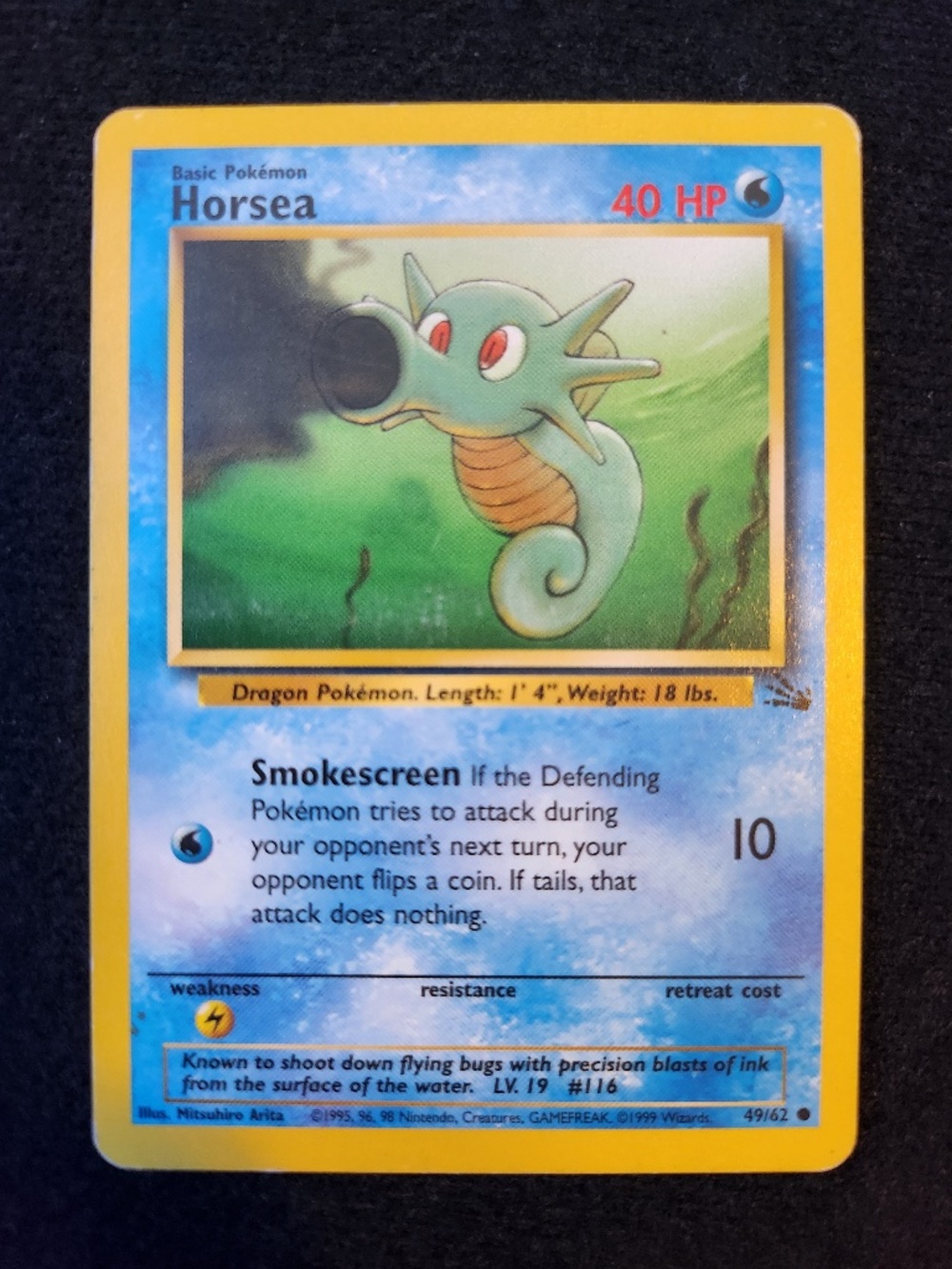 Horsea (49/62) - Original Pokémon Trading Card Game - Fossil (1999)